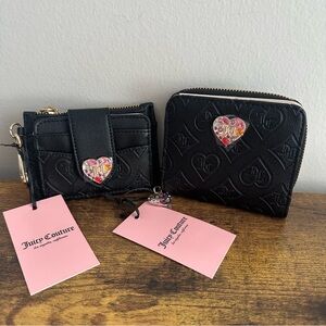 NWT Juicy Couture Glitz Out Babe Liquorice Black Wallet Set Card Cute Heart Red